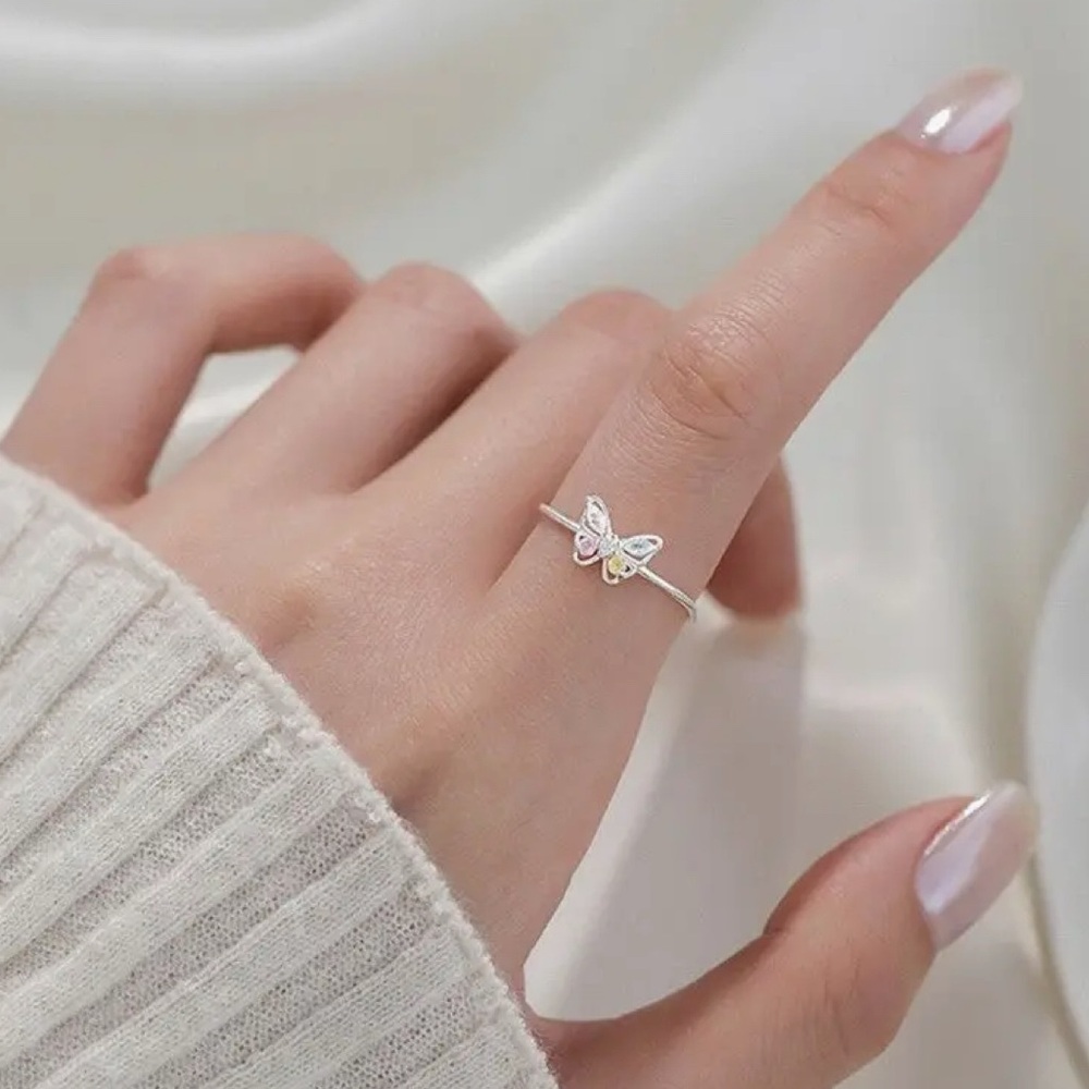 925 Silver Butterfly Ring- Adjustable - image 2